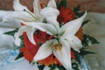White Lilium with Orange Gerbers Lilium with Gerbers